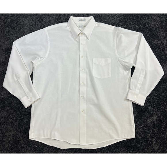 Van Heusen Mens White Oxford Dress Shirt Wrinkle Free Button Down LS (17-34/35) - Picture 1 of 7
